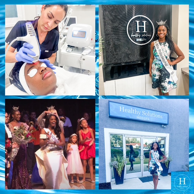 Miss Philadelphia 2023 receives Hydrafacial at Healthy Solutions Medspa in Furlong. Near Doylestown, PA
