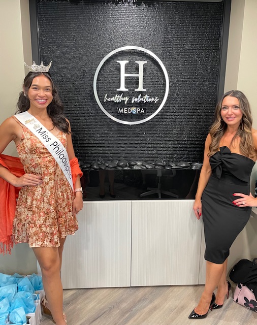 Miss Philadelphia 2021 at Healthy Solutions Medspa getting Hydrafacial in Furlong near Doylestown PA